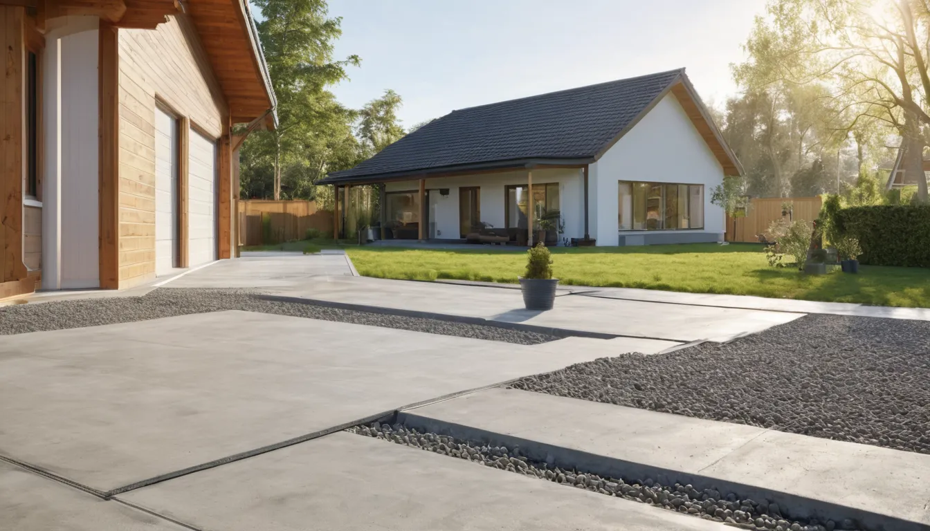 A fresh concrete driveway beside a frame house in Hamilton